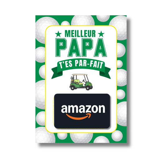 Carton de présentation pour carte cadeau - Meilleur Papa - Golf - Carte imprimée 5x7