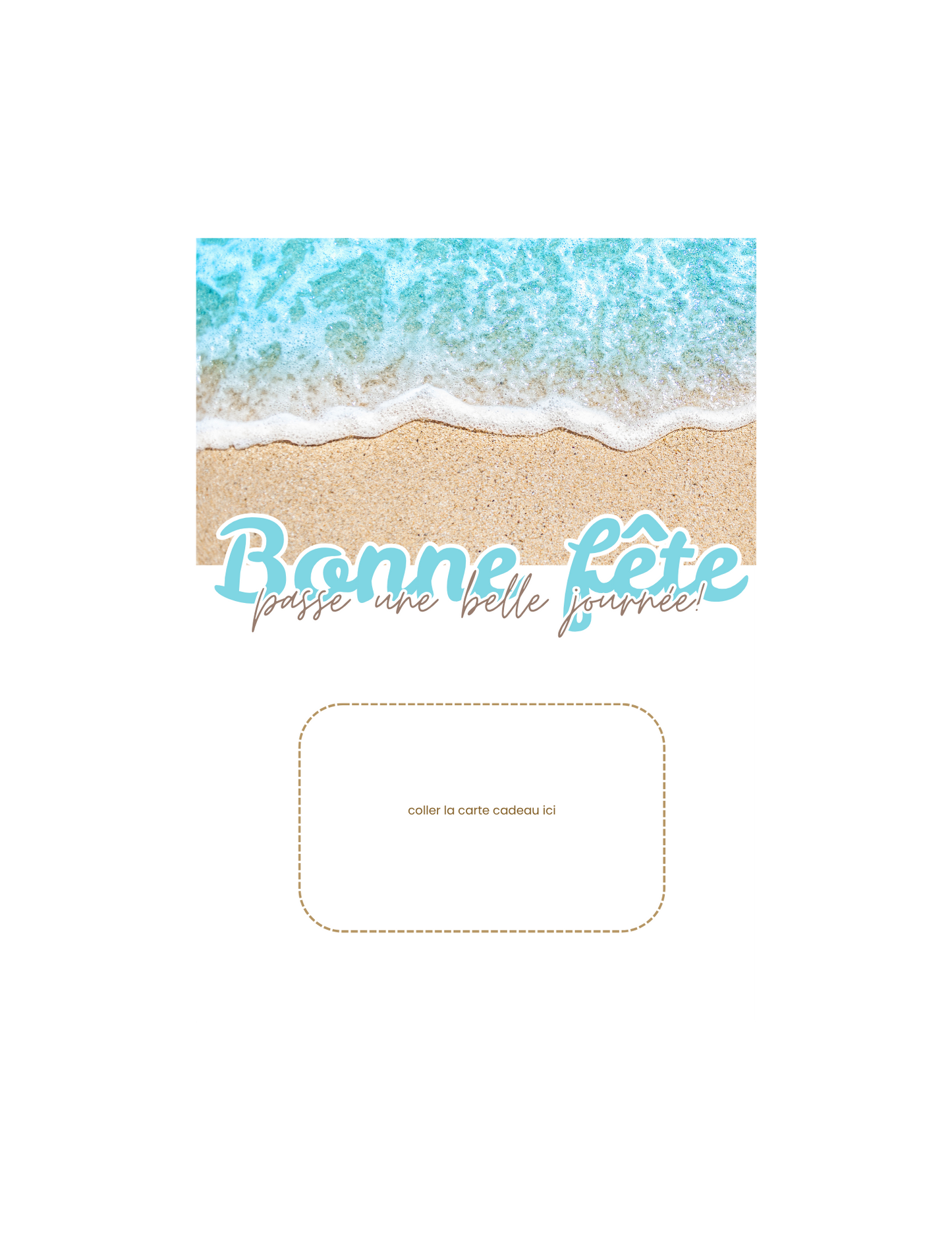 Carton de présentation carte cadeau – Plage – Carte imprimée 5x7