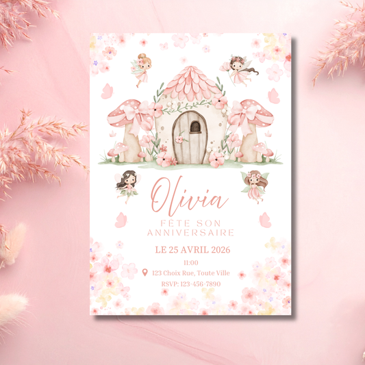 Personalized Invitation – Fairy Kids Party – 5x7 Printed Card