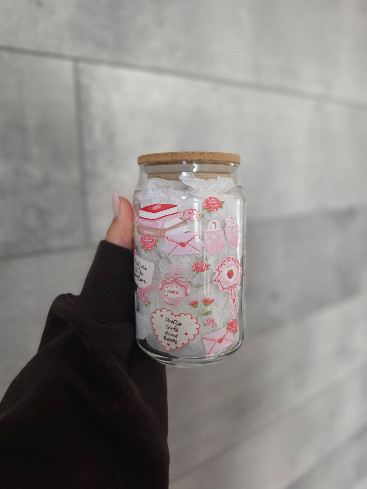 Tasse en verre 16oz - Romantique