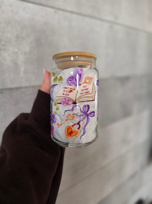 Tasse en verre 16oz - Romantasy Dragon Mauve
