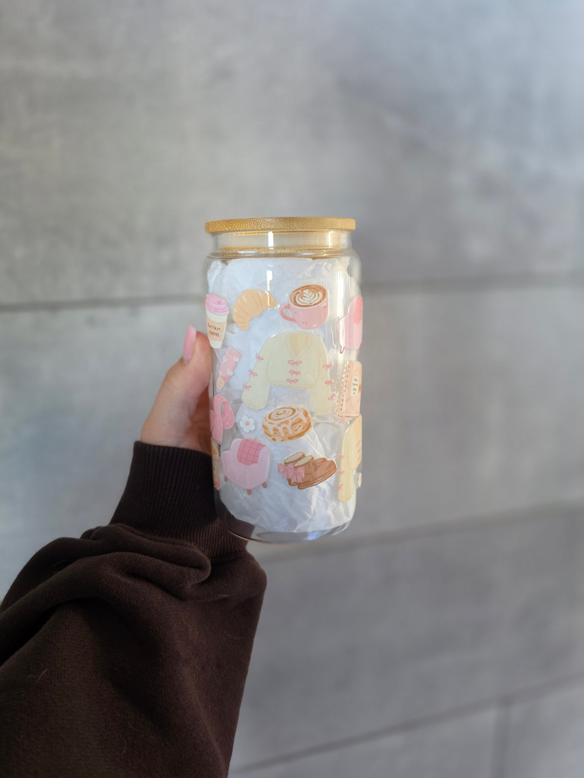 Tasse en verre 16oz - Girlie Cozy