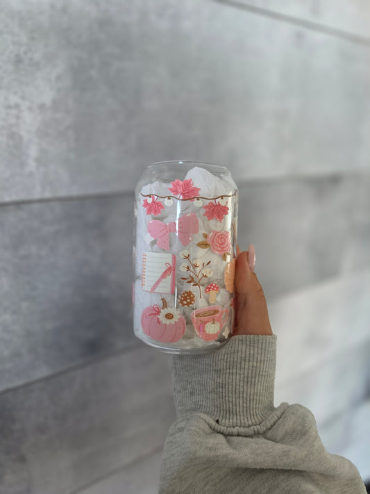 Tasse en verre 16oz - Automne Coquette