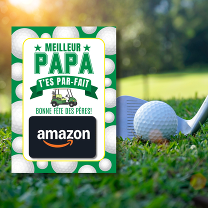 Carton de présentation pour carte cadeau - Meilleur Papa Golf