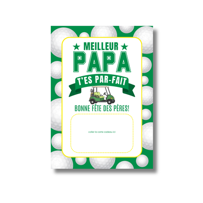 Carton de présentation pour carte cadeau - Meilleur Papa Golf