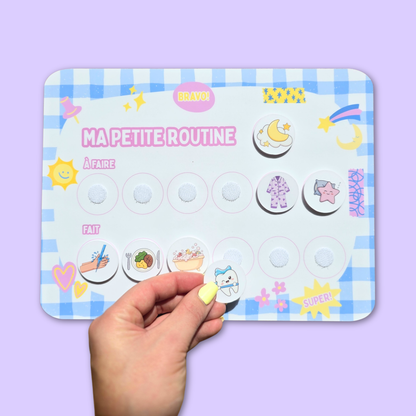 Petite Routine Carottée – Tableau interactif matin et soir avec icônes en velcro (2–7 ans)