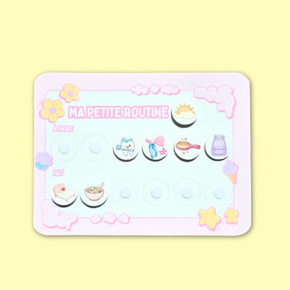 Petite Routine Sucrée – Tableau interactif matin et soir avec icônes en velcro (2–7 ans)