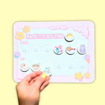 Petite Routine Sucrée – Tableau interactif matin et soir avec icônes en velcro (2–7 ans)