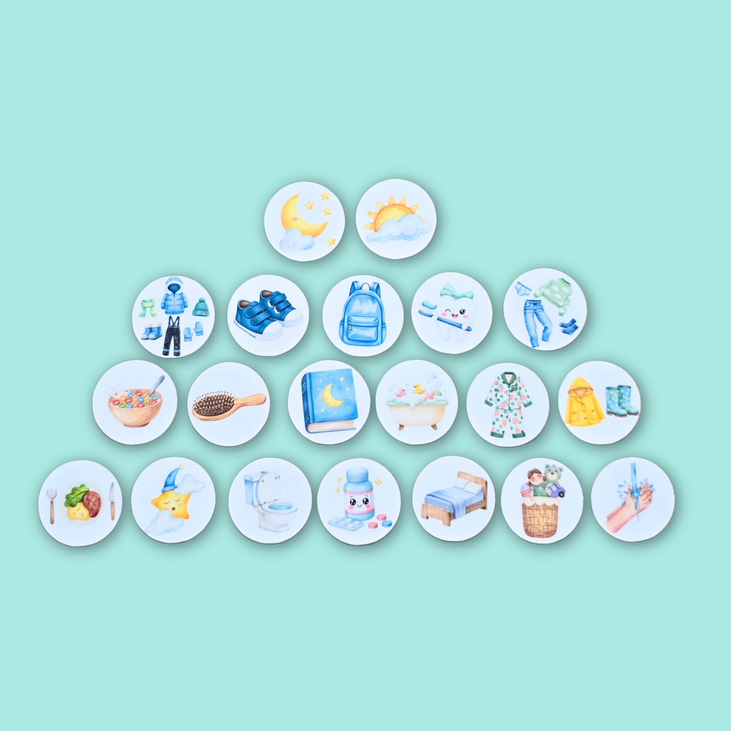 Petite Routine Marée – Tableau interactif matin et soir avec icônes en velcro (2–7 ans)