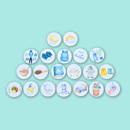 Petite Routine Marée – Tableau interactif matin et soir avec icônes en velcro (2–7 ans)