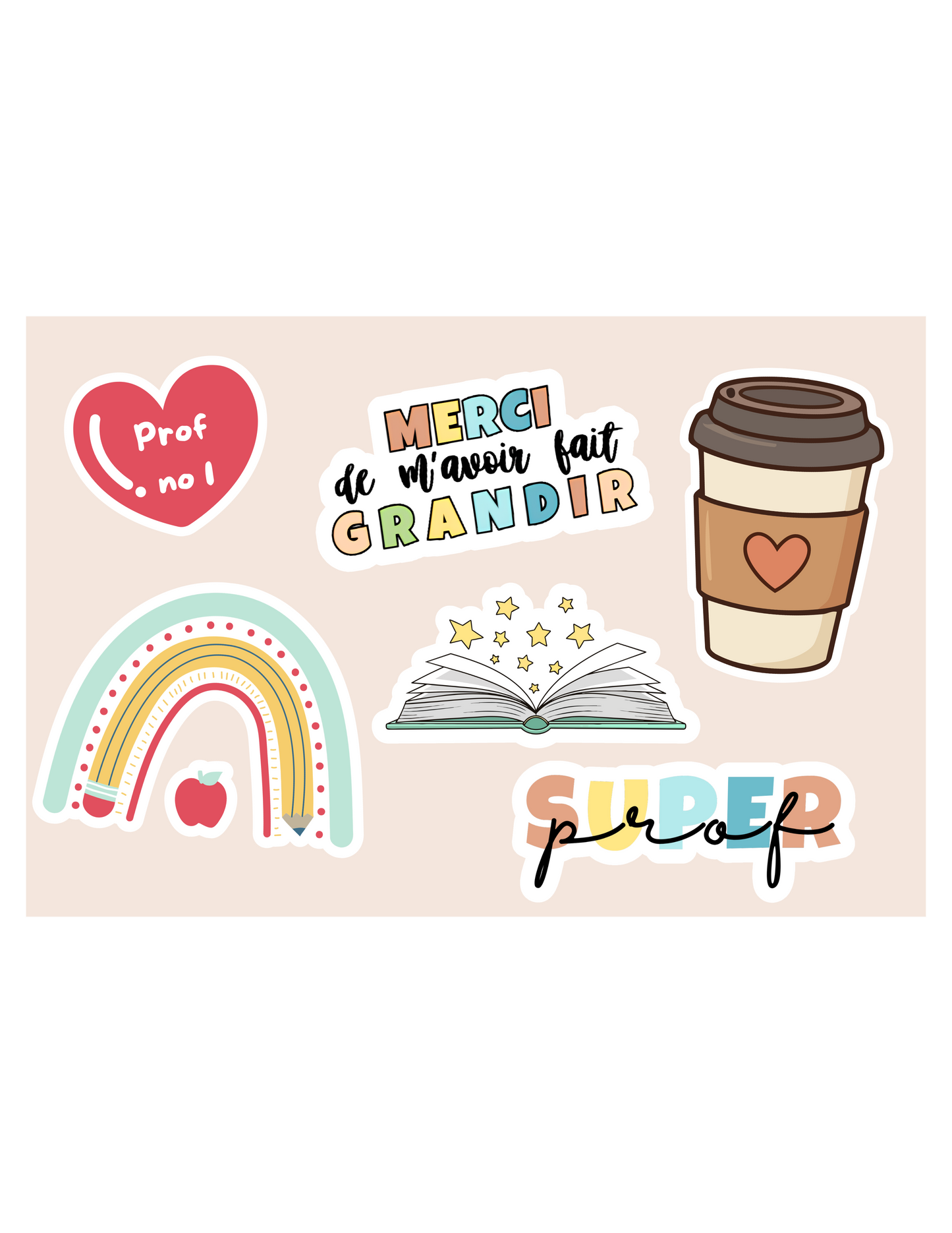 Stickers pour professeurs - Mini feuilles 4x6 | 3 choix - Girly, Pastel, Neutre