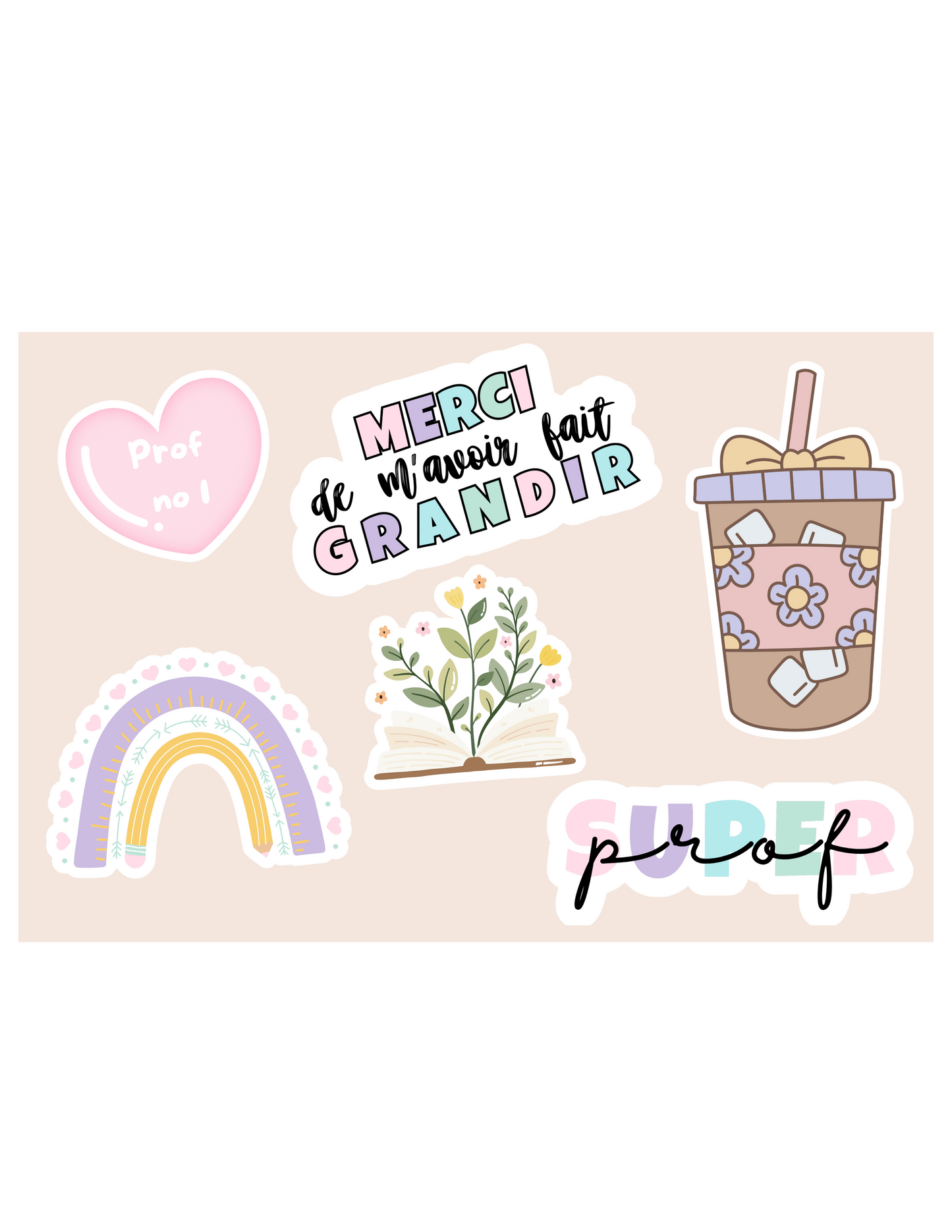 Stickers pour professeurs - Mini feuilles 4x6 | 3 choix - Girly, Pastel, Neutre
