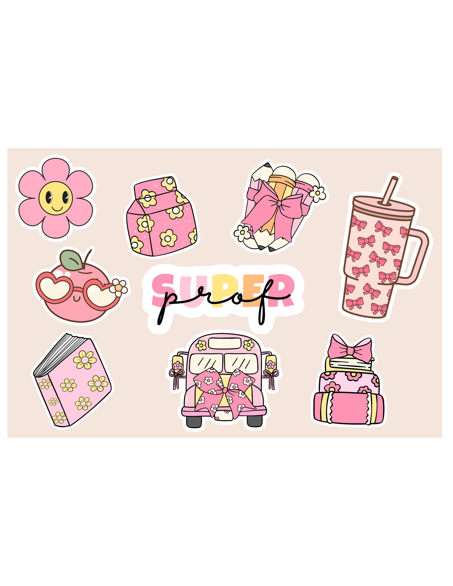 Stickers pour professeurs - Mini feuilles 4x6 | 3 choix - Girly, Pastel, Neutre