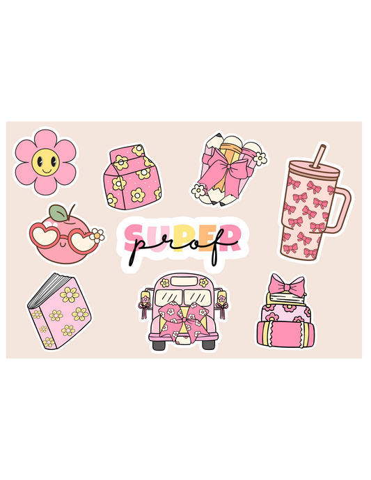 Stickers pour professeurs - Mini feuilles 4x6 | 3 choix - Girly, Pastel, Neutre