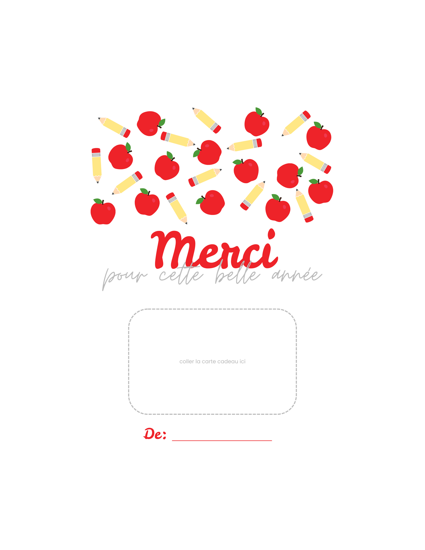 Carton de présentation pour carte cadeau - Crayons: Rose ou Rouge