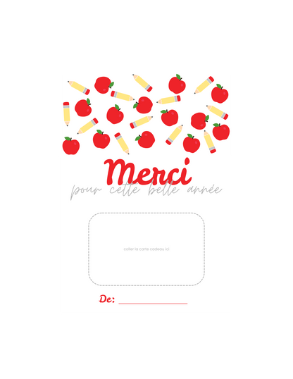 Carton de présentation pour carte cadeau - Crayons: Rose ou Rouge
