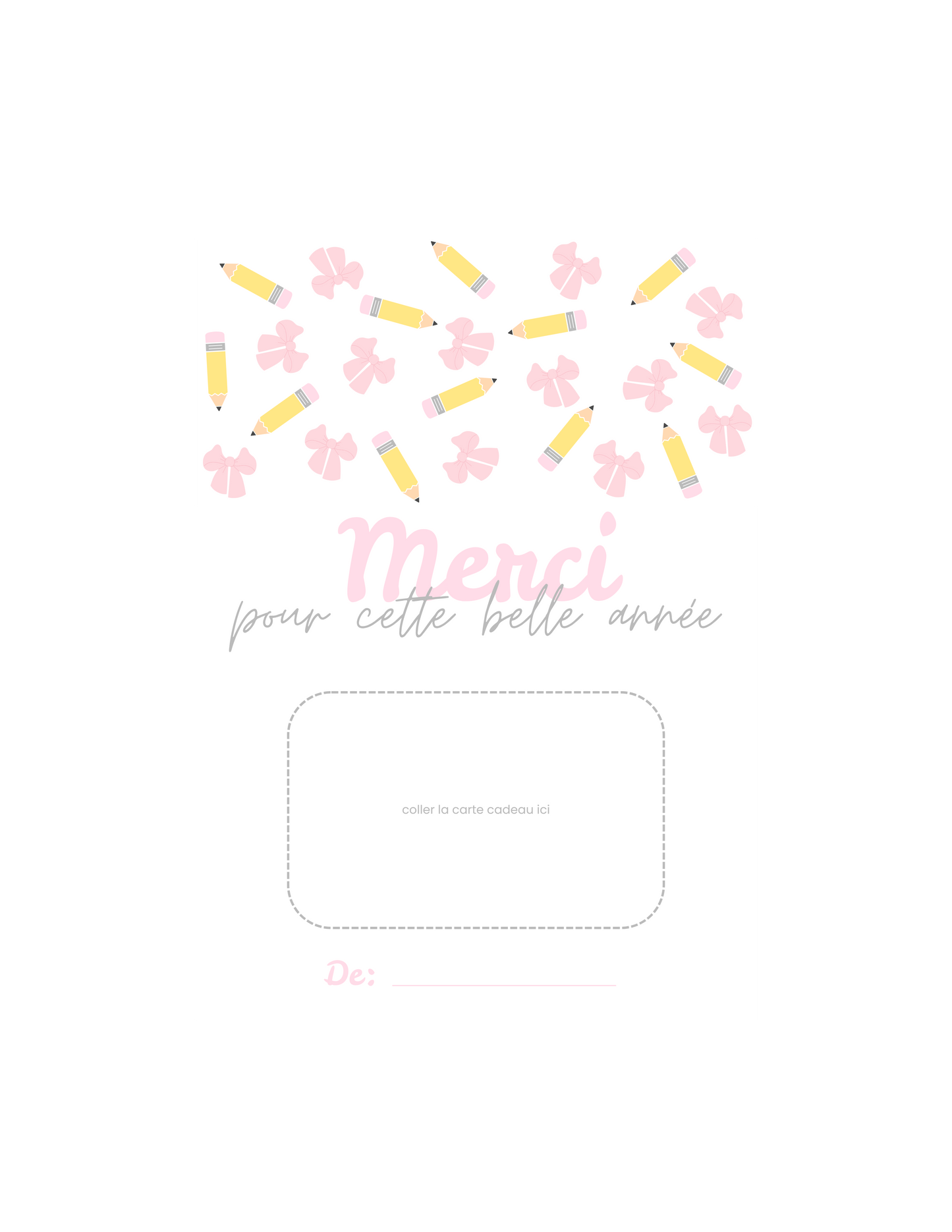 Carton de présentation pour carte cadeau - Crayons: Rose ou Rouge