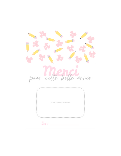 Carton de présentation pour carte cadeau - Crayons: Rose ou Rouge