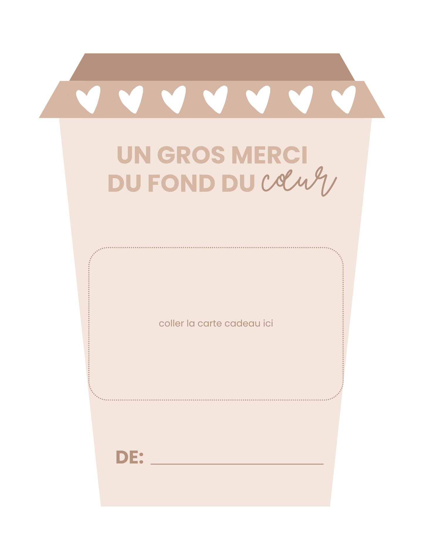 Carton de présentation pour carte cadeau - Café: Rose ou Beige