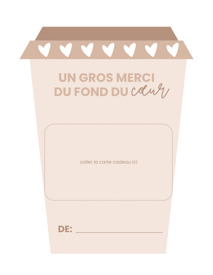 Carton de présentation pour carte cadeau - Café: Rose ou Beige