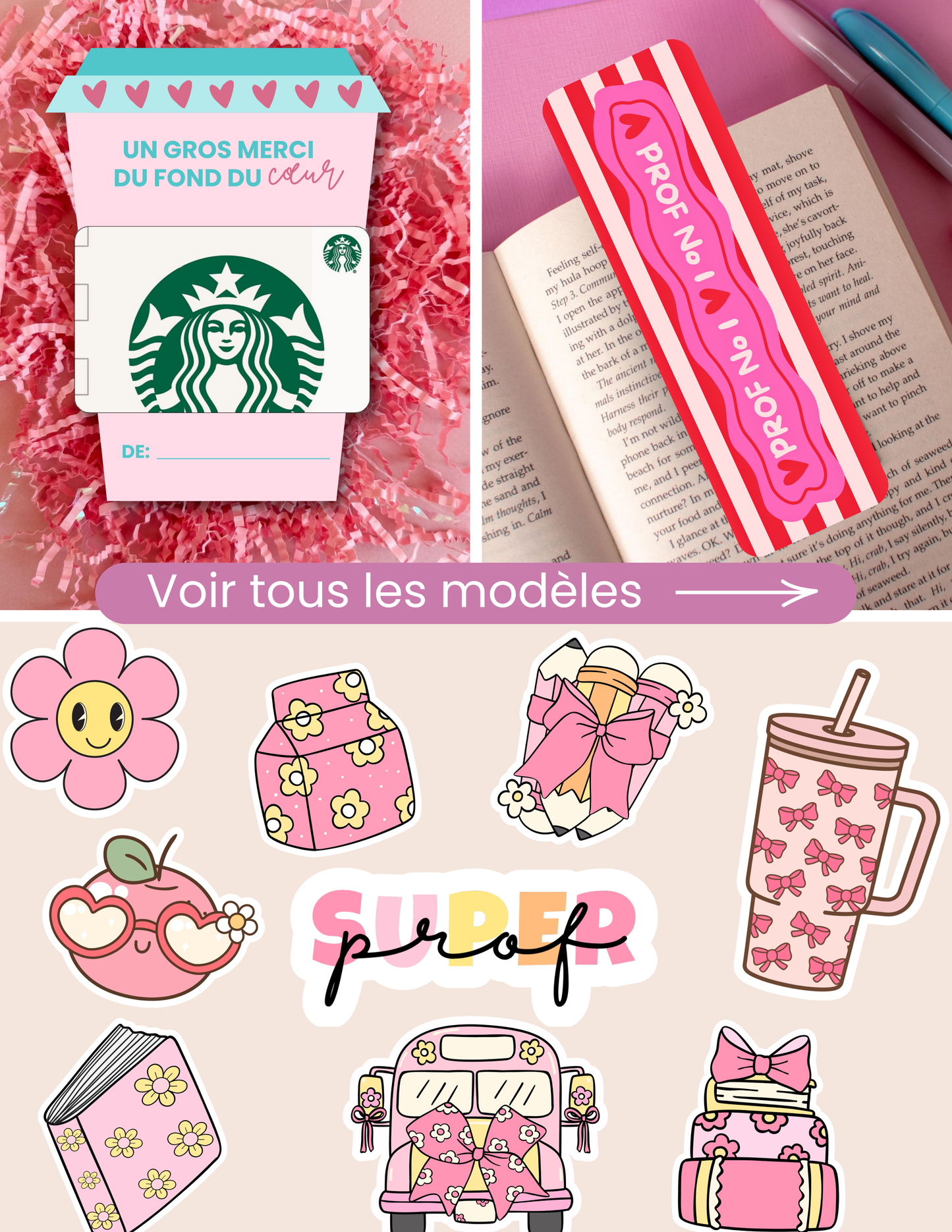 Ensemble cadeau - Trio Signet, Mini Stickers, Carton Présentation Carte Cadeau