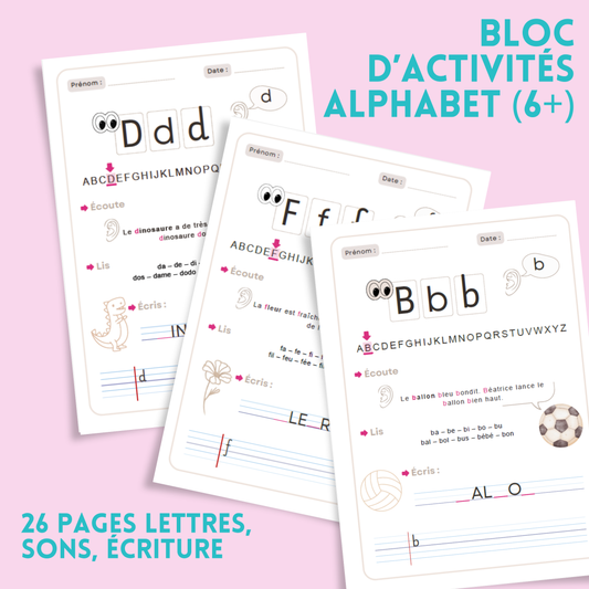 Activités Alphabet Éducatif – Lire, écrire et associer les sons (6 ans et +)
