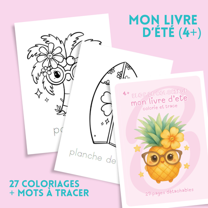 Coloriages d’été éducatif – 27 coloriages + mots à tracer (4 ans et +)