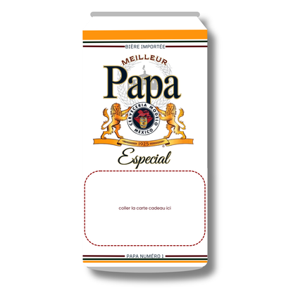 Carton de présentation pour carte cadeau - Meilleur Papa - Bière Modelo - Carte imprimée 3x6.5