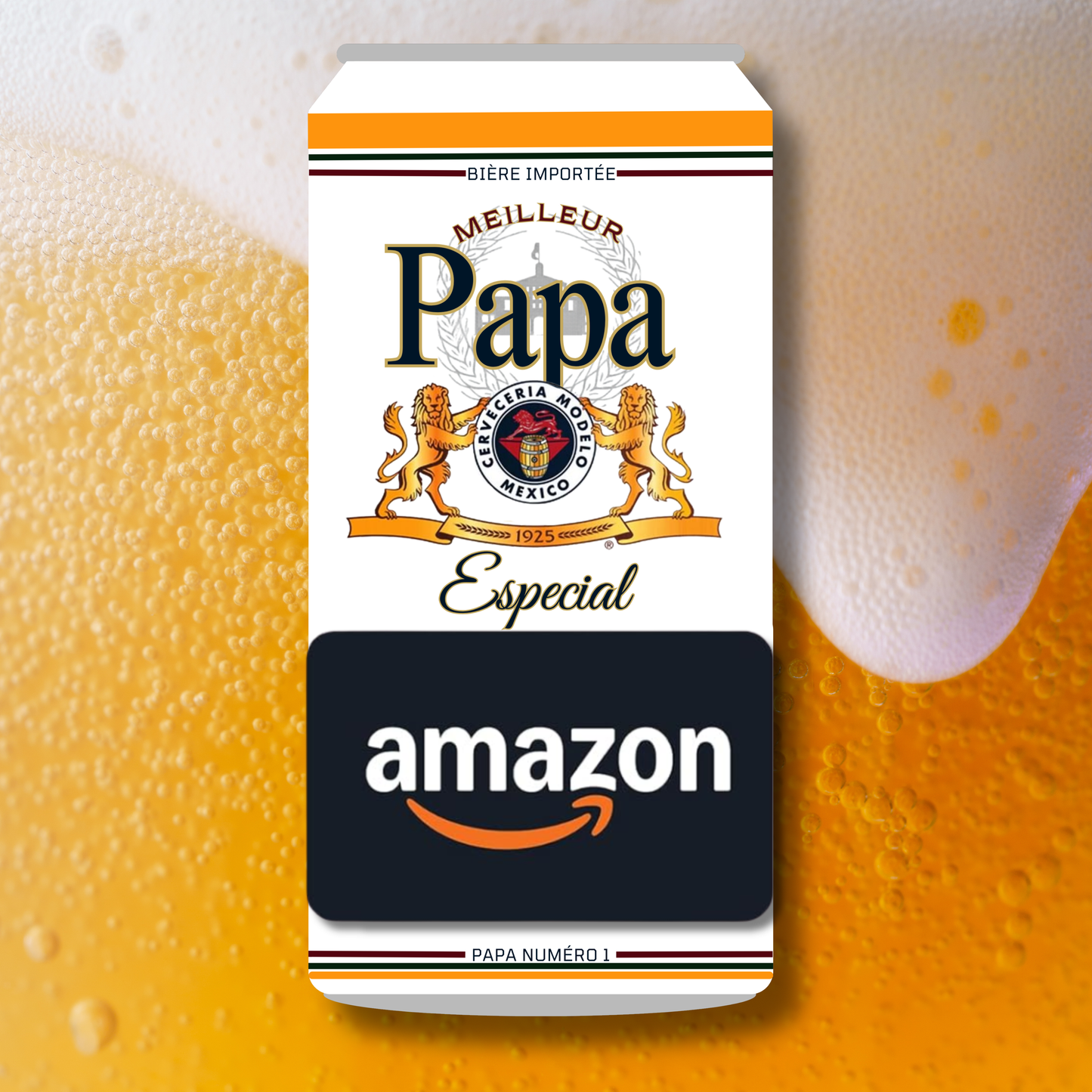 Carton de présentation pour carte cadeau - Meilleur Papa - Bière Modelo - Carte imprimée 3x6.5