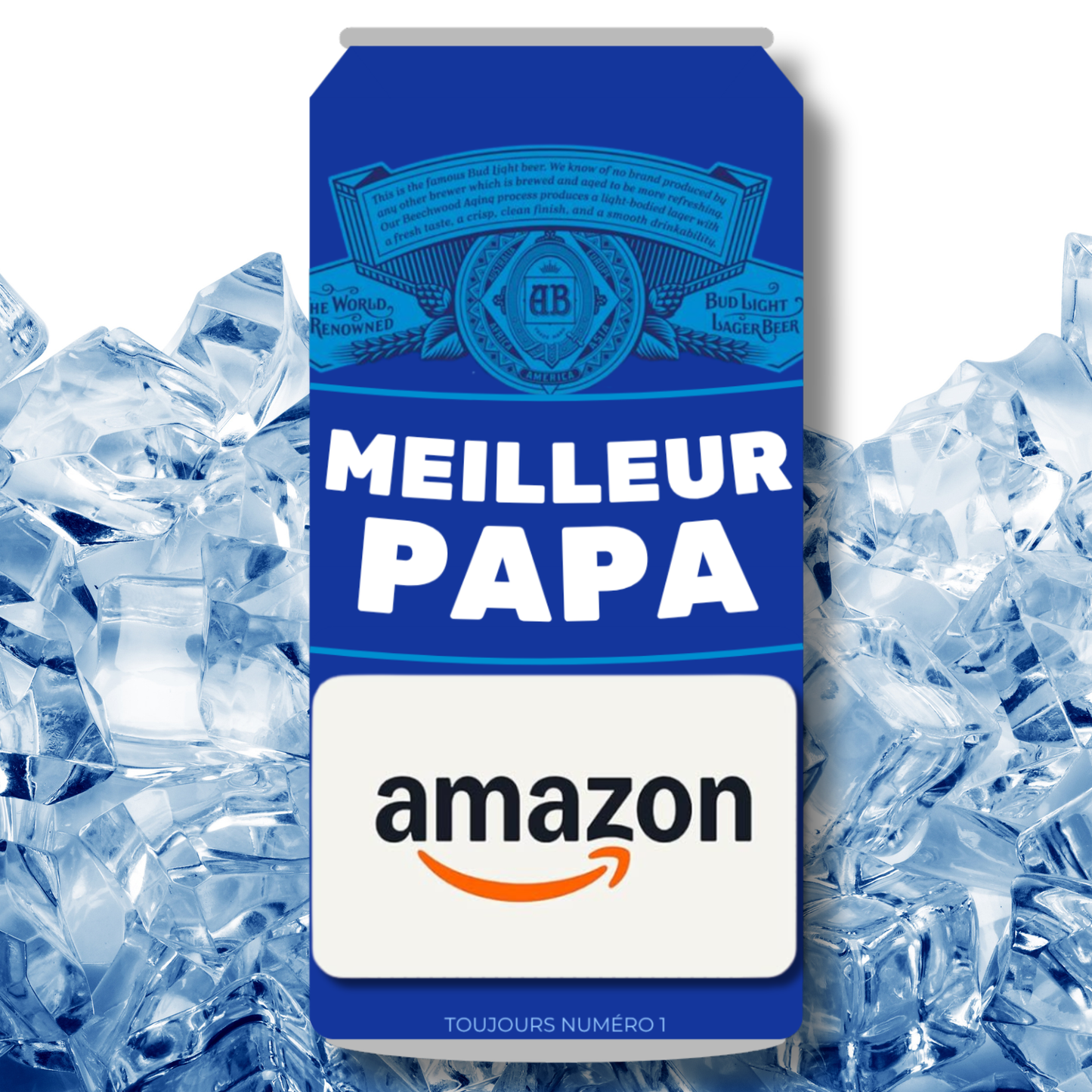 Carton de présentation pour carte cadeau - Meilleur Papa - Bière Bud Light - Carte imprimée 3x6.5