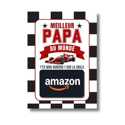 Carton de présentation pour carte cadeau - Meilleur Papa - F1 - Carte imprimée 5x7