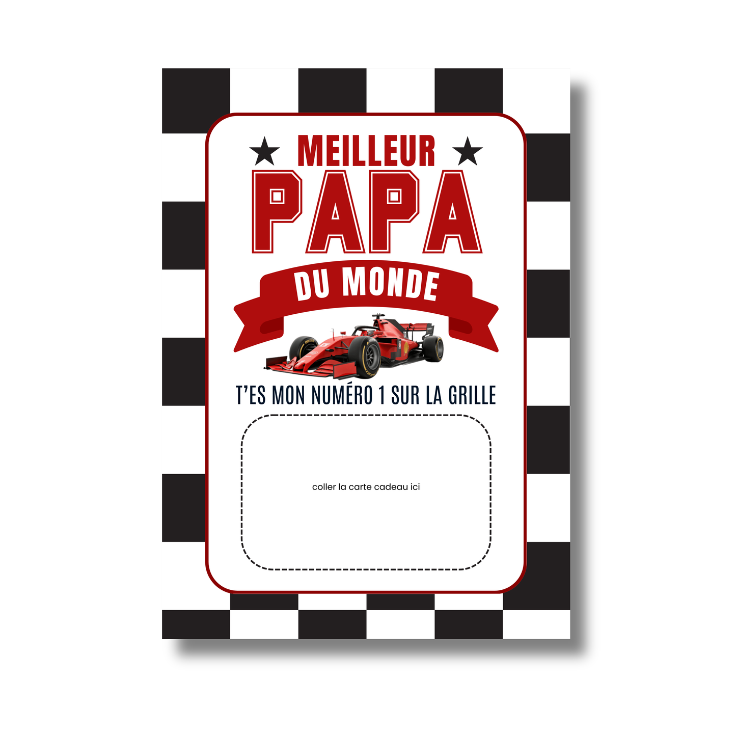 Carton de présentation pour carte cadeau - Meilleur Papa - F1 - Carte imprimée 5x7