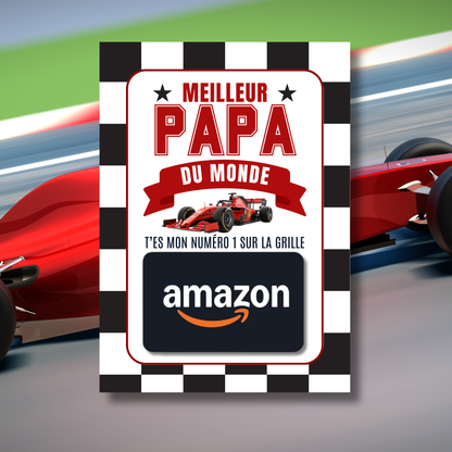 Carton de présentation pour carte cadeau - Meilleur Papa - F1 - Carte imprimée 5x7