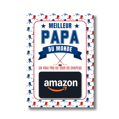 Carton de présentation pour carte cadeau - Meilleur Papa - Hockey - Carte imprimée 5x7