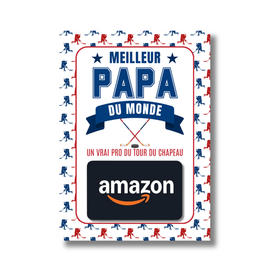 Carton de présentation pour carte cadeau - Meilleur Papa - Hockey - Carte imprimée 5x7