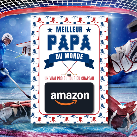 Carton de présentation pour carte cadeau - Meilleur Papa - Hockey - Carte imprimée 5x7