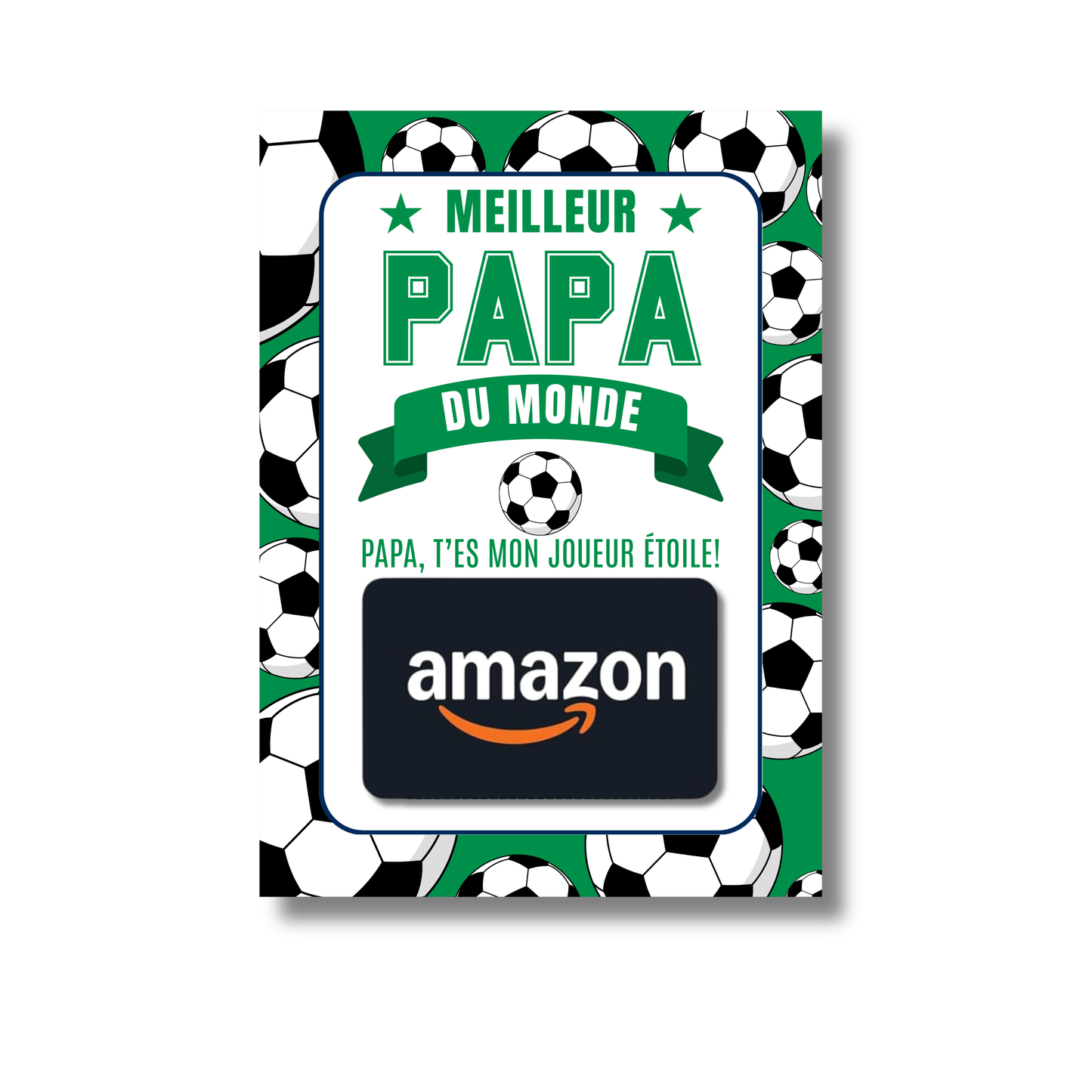 Carton de présentation pour carte cadeau - Meilleur Papa - Soccer - Carte imprimée 5x7