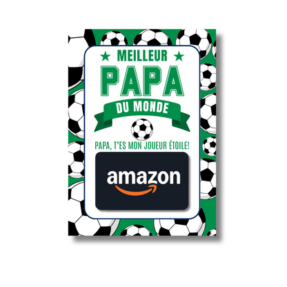 Carton de présentation pour carte cadeau - Meilleur Papa - Soccer - Carte imprimée 5x7