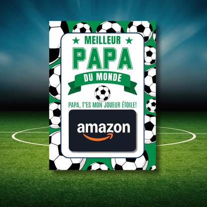 Carton de présentation pour carte cadeau - Meilleur Papa - Soccer - Carte imprimée 5x7