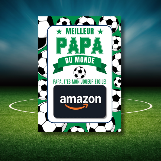 Carton de présentation pour carte cadeau - Meilleur Papa - Soccer - Carte imprimée 5x7