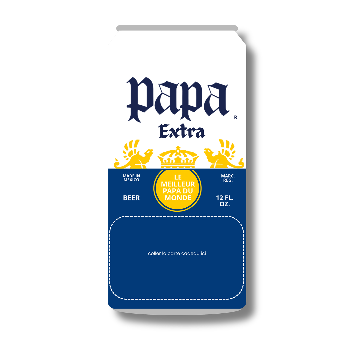 Carton de présentation pour carte cadeau - Papa Extra -  Bière Corona - Carte imprimée 3x6.5