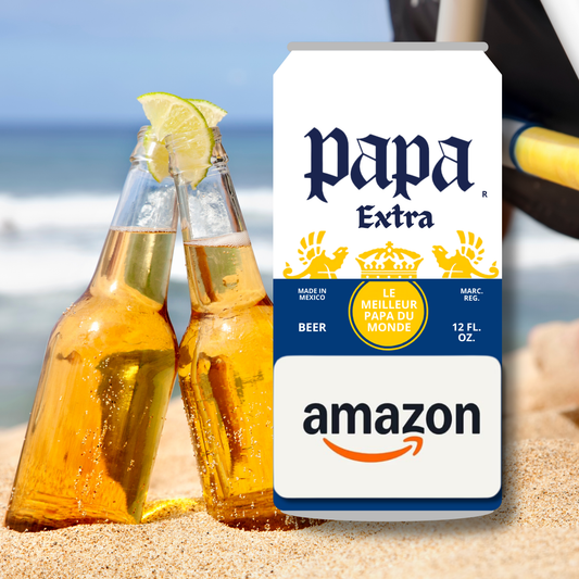 Carton de présentation pour carte cadeau - Papa Extra -  Bière Corona - Carte imprimée 3x6.5