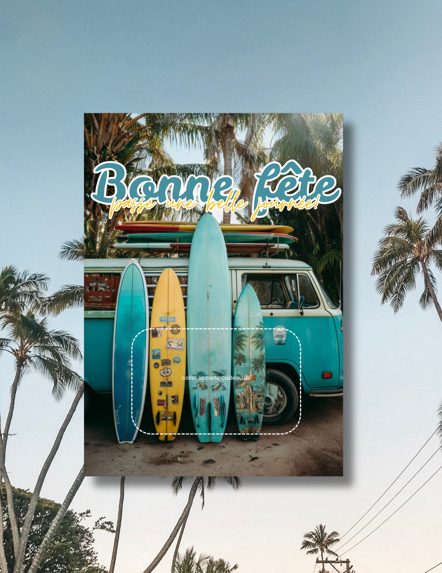 Carton de présentation carte cadeau – Vintage Surf – Carte imprimée 5x7
