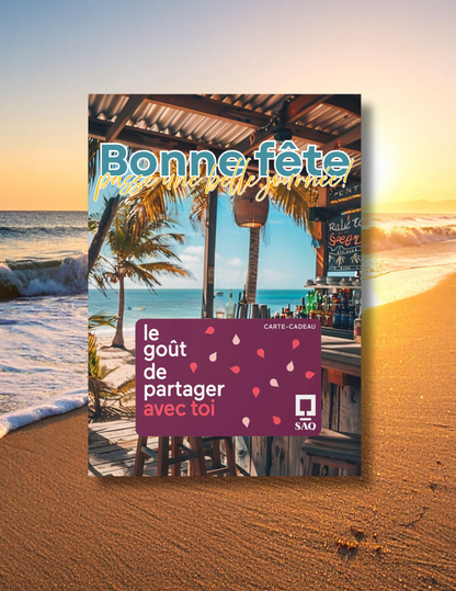 Carton de présentation carte cadeau – Beach Bar – Carte imprimée 5x7