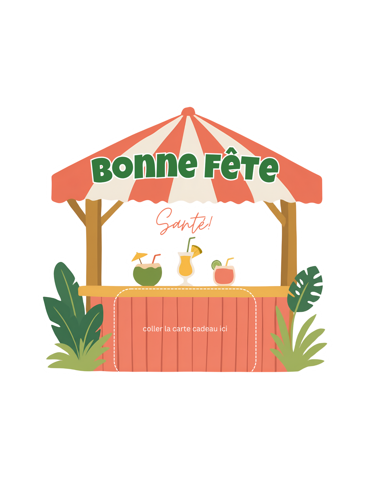Carton de présentation carte cadeau – Bar Tiki – Carte imprimée 7x6