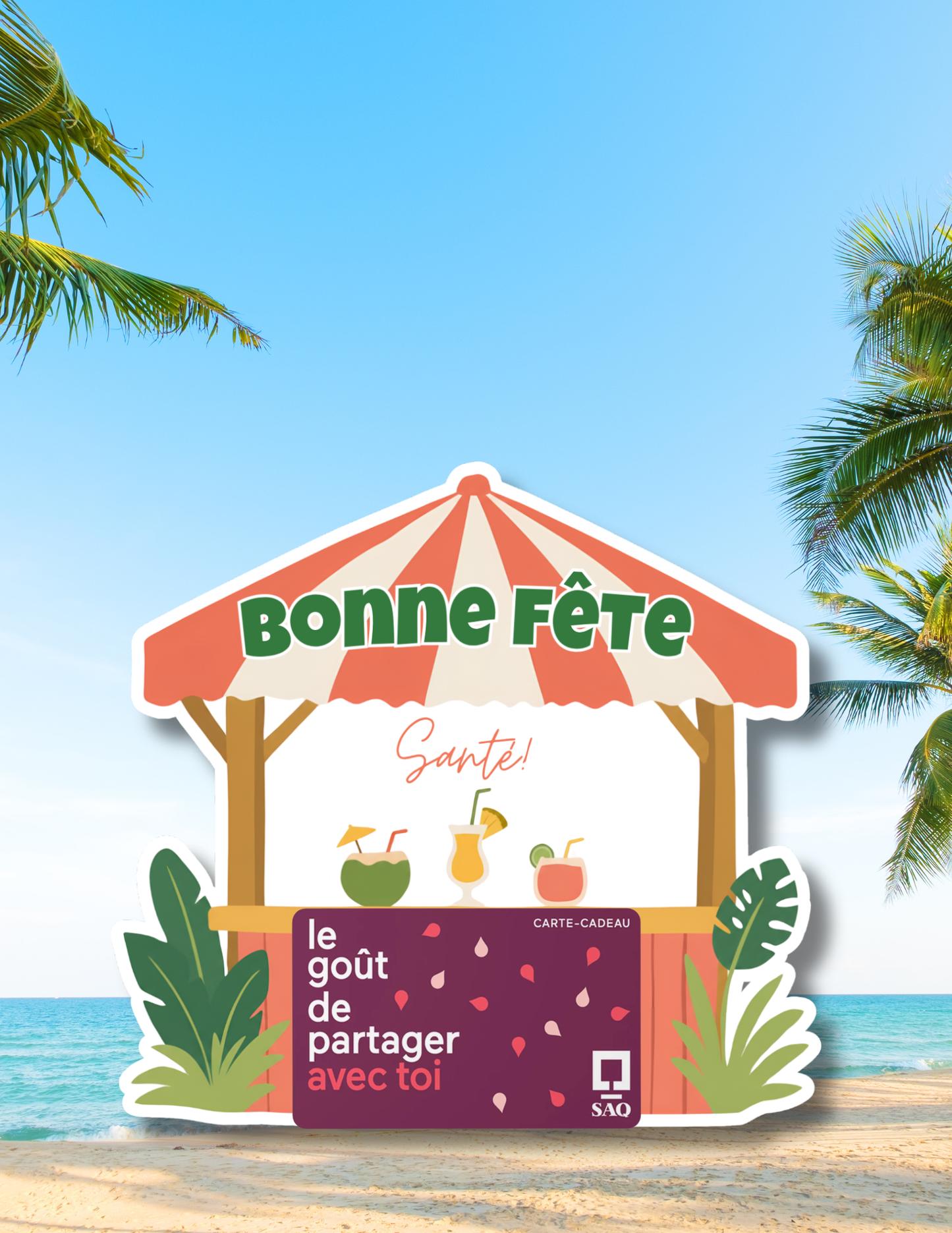 Carton de présentation carte cadeau – Bar Tiki – Carte imprimée 7x6