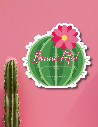 Carton de présentation carte cadeau – Cactus Fleuri – Carte imprimée 6x6