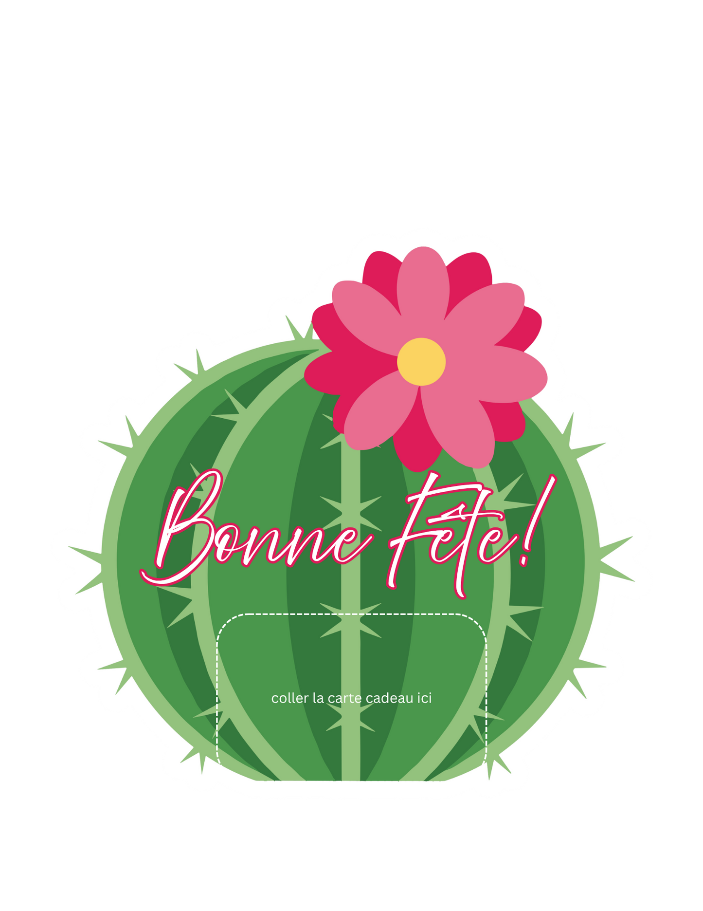 Carton de présentation carte cadeau – Cactus Fleuri – Carte imprimée 6x6