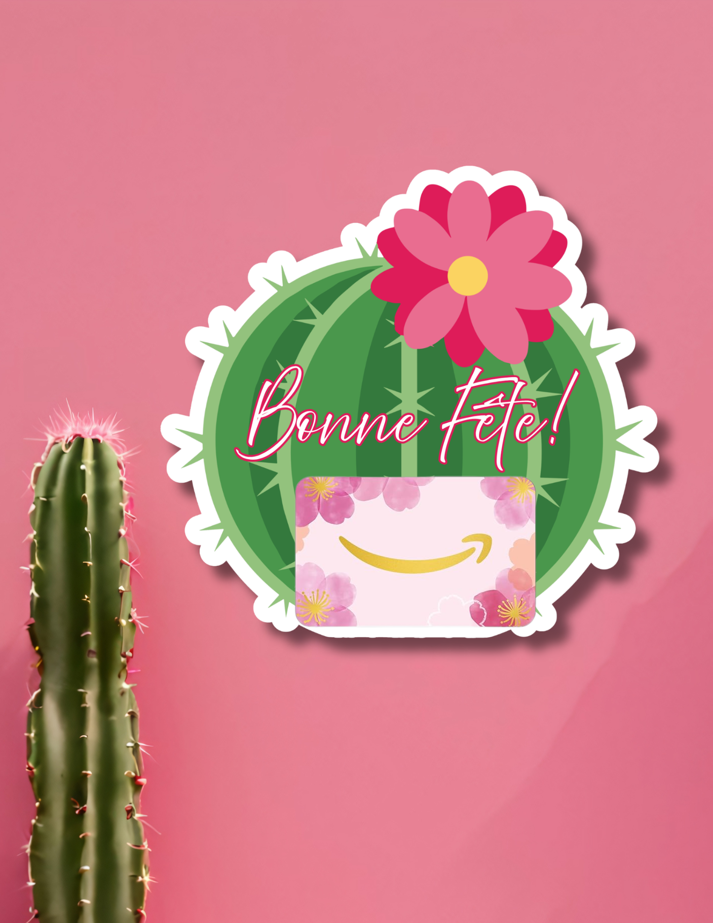 Carton de présentation carte cadeau – Cactus Fleuri – Carte imprimée 6x6