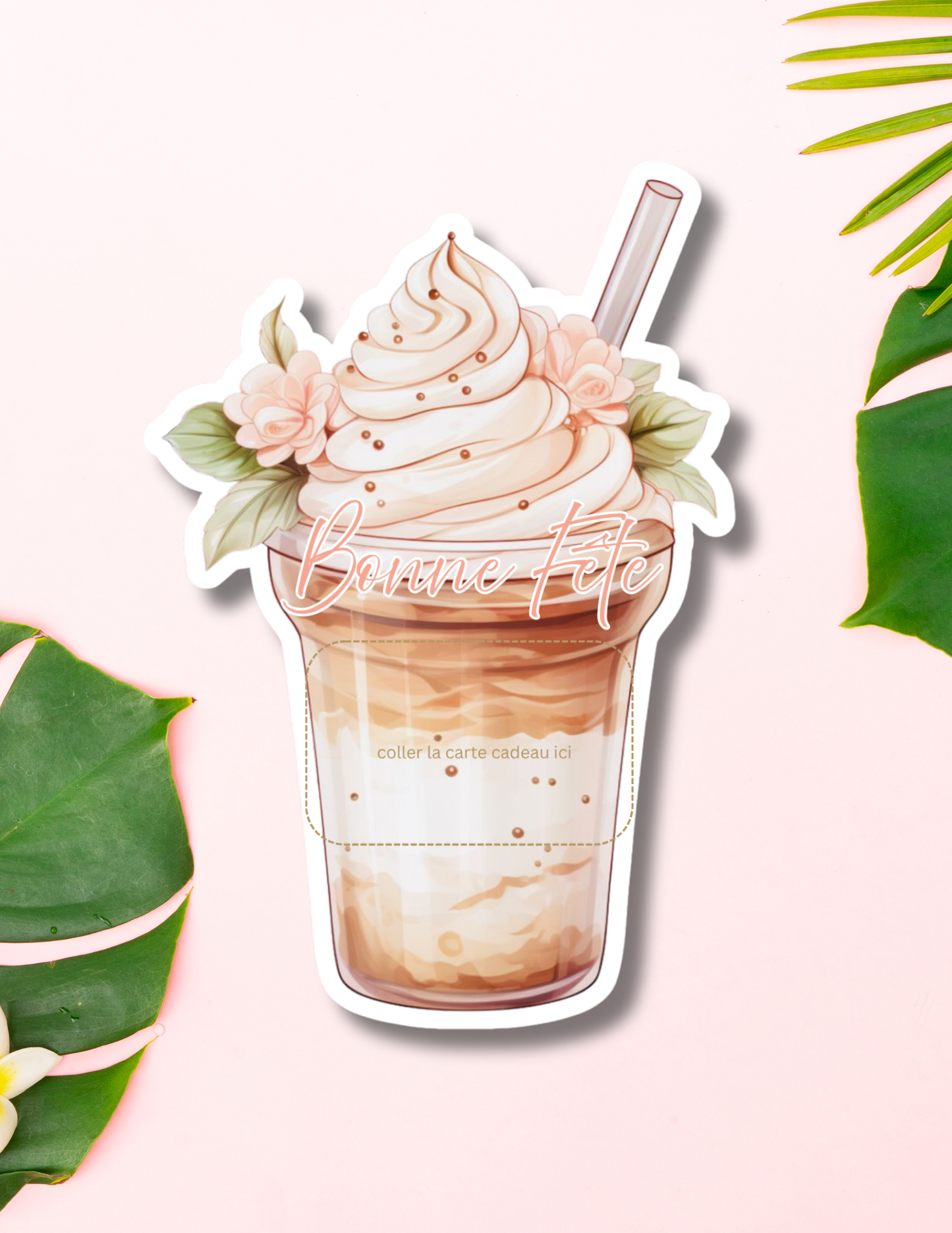 Carton de présentation carte cadeau – Café Glacé – Carte imprimée 6x9